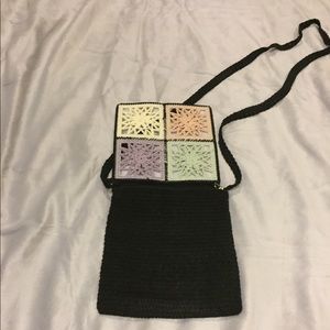 Bags - Pastel and Black Crochet Crossbody Bags - Pastel and Black Crochet Crossbody